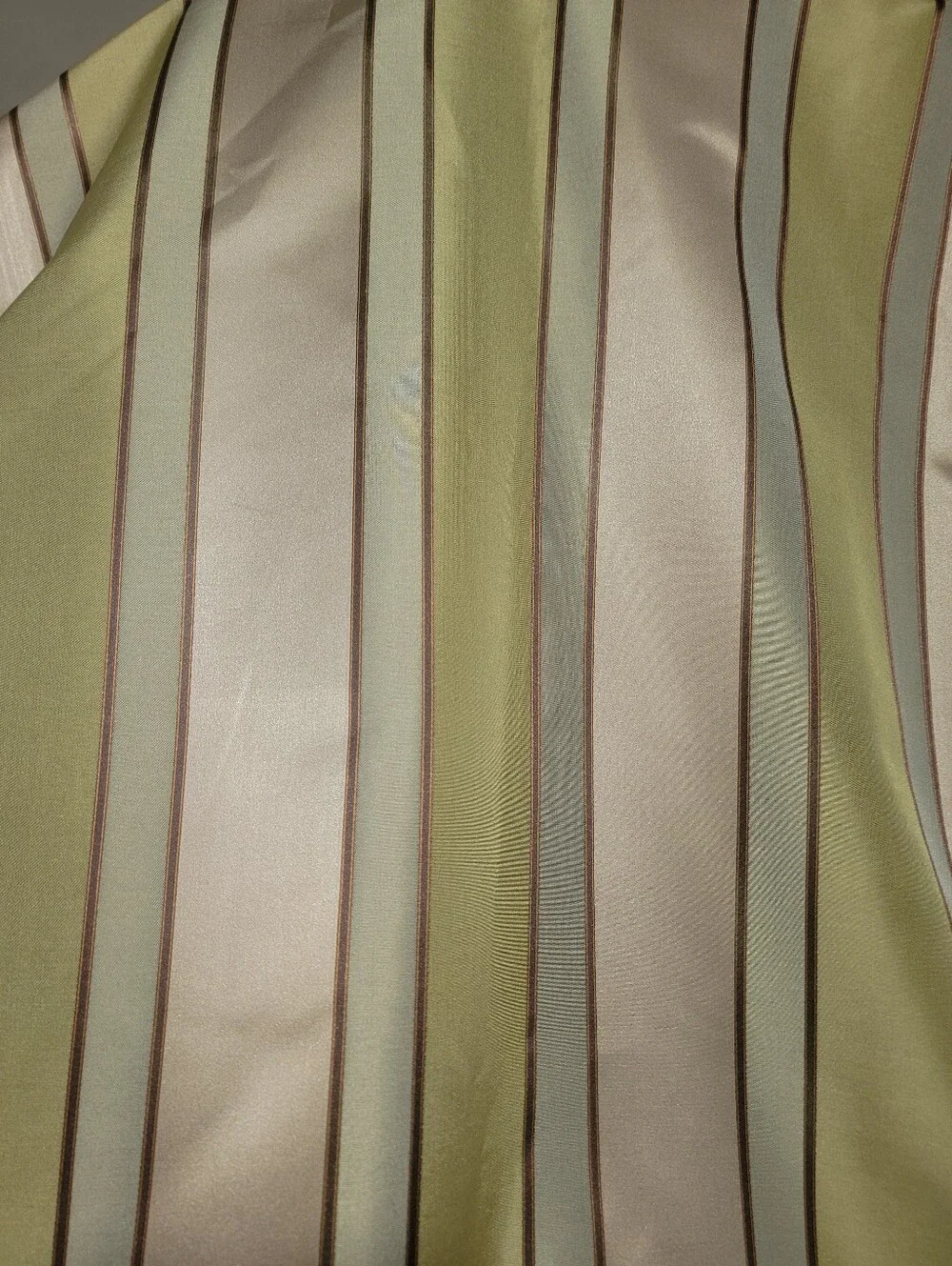 World Market Curtain Set Olive and Taupe Striped Lined 54X96